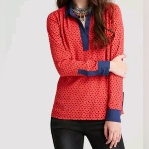 Free People red and blue Horse Blouse